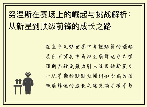 努涅斯在赛场上的崛起与挑战解析：从新星到顶级前锋的成长之路